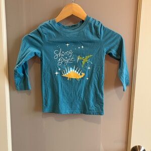 Cat & Jack Teal Long Sleeve Tee with Hanukkah Dinosaur